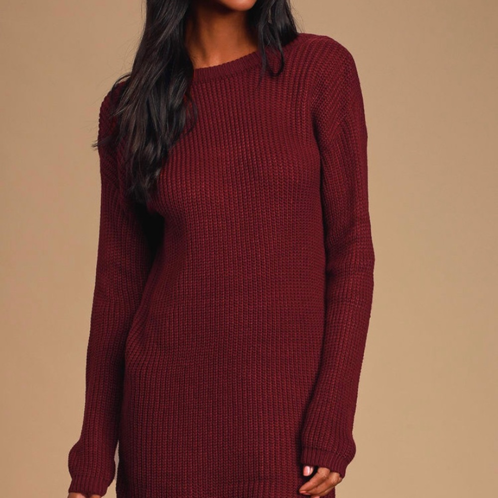 Lulus sweater dress 
Bringing Sexy Back Wine Red Backless. Size small br…
